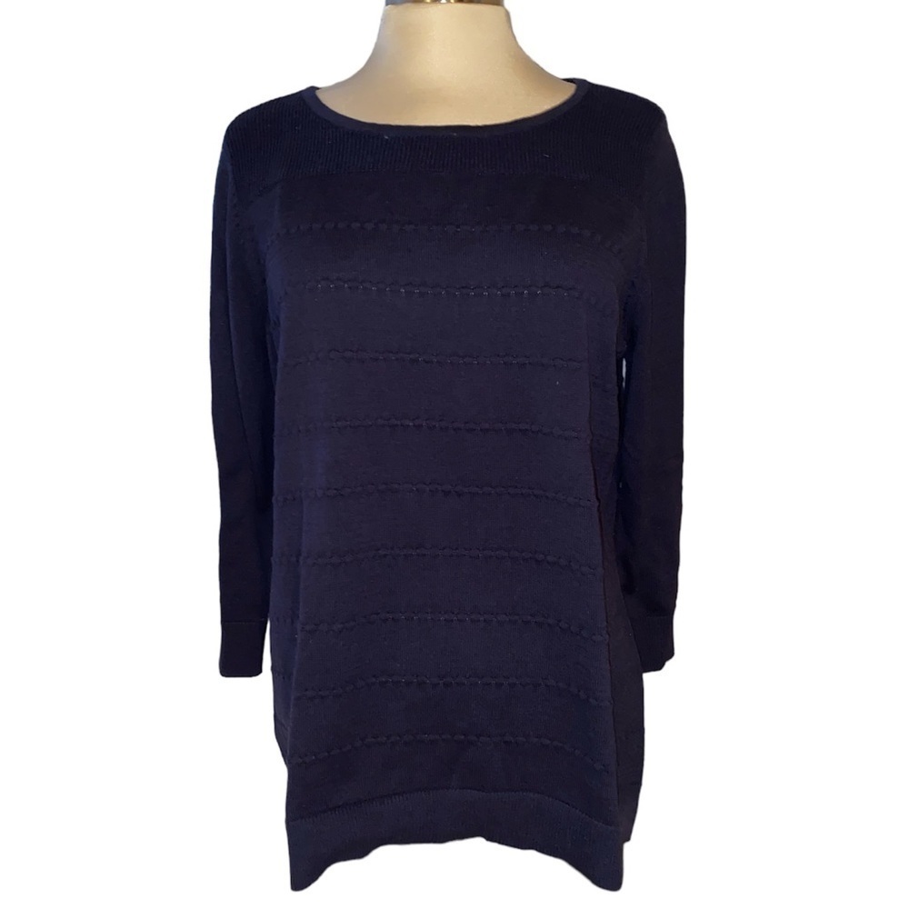 Croft & Barrow sweater 3/4” sleeves round neckline Pearl stitching Sz XLarge NWT